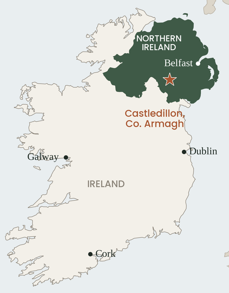 Map of Ireland showing Castledillon in County Armagh